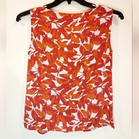 Nwt August 1 Eight Cowl Neck Floral Orange Leaf Print Blouse Size XS - Picture 2 of 8